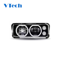 Heavy Duty Truck Spare Parts Fits for Peterbilt 379 378 365 357 Black Projector Headlight Assembly With Halo LED Headlamp