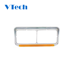 Heavy Duty Truck Spare Parts Fits for Peterbilt Rectangular Dual Headlight Bezel With Visor & Amber LED for Headlamp