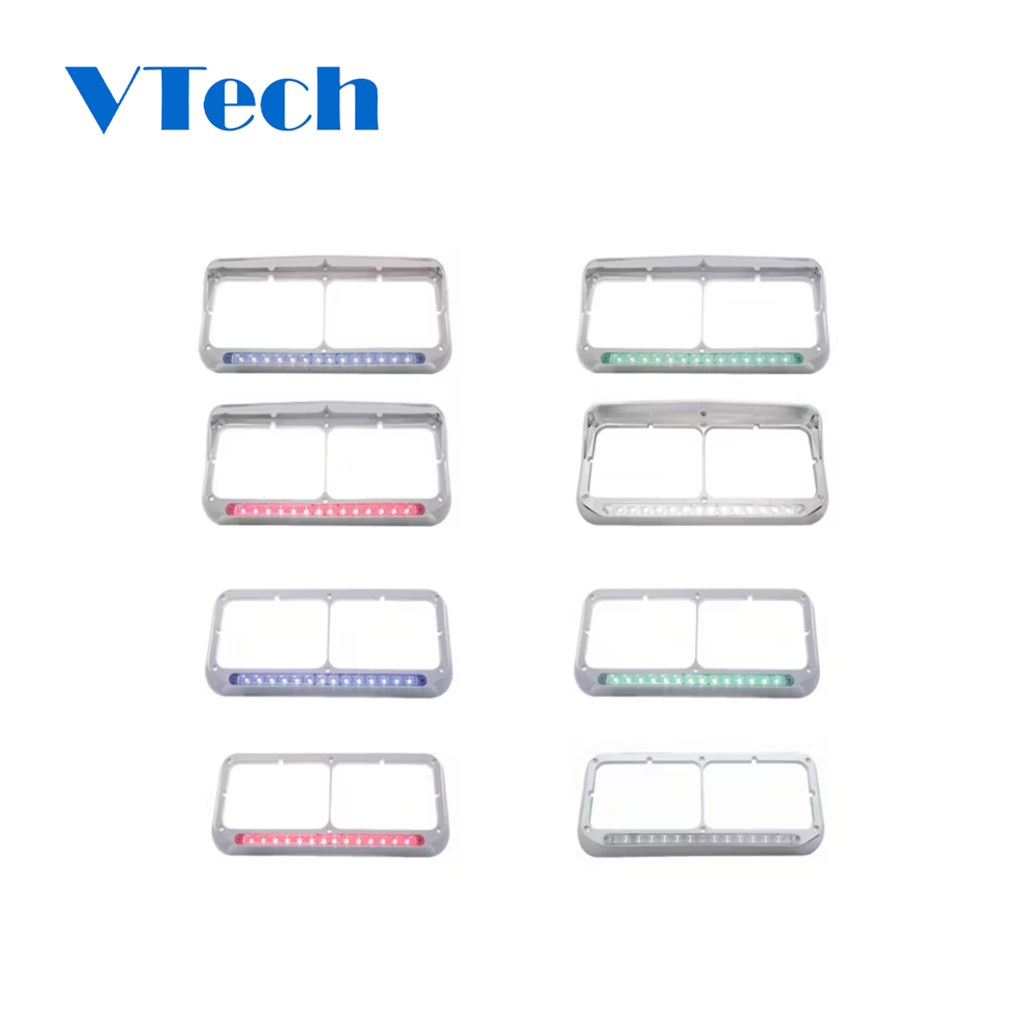 Heavy Duty Truck Spare Parts Fits for 14 LED Rectangular Dual Headlight Bezel for Headlamp