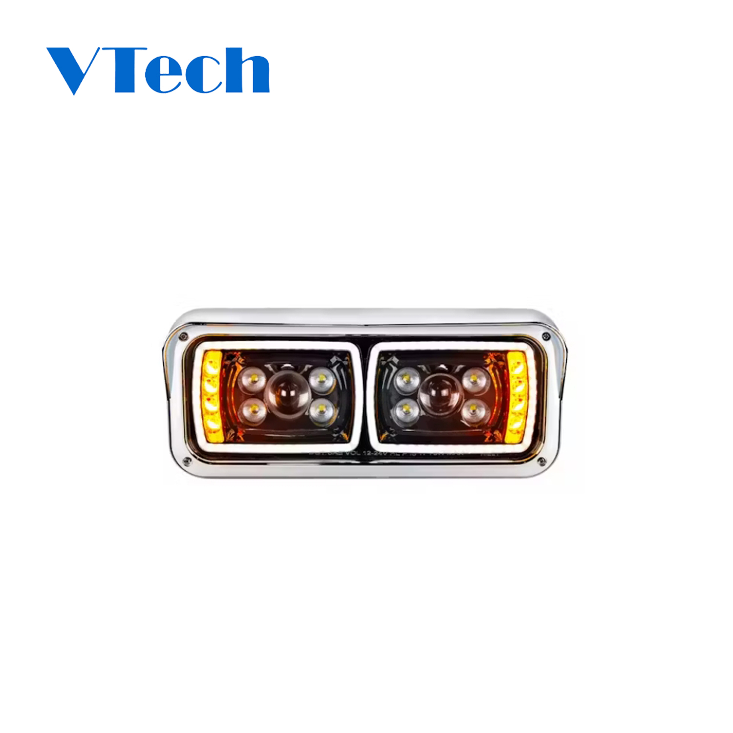Peterbilt 357 365 379 378 Chrome LED Projection Headlight With LED Turn Signal And Position Bar