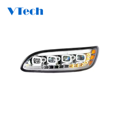 Peterbilt 382 384 386 387 Chrome Competition Series Quad-LED Headlight With LED DRL And Sequential Turn Signal