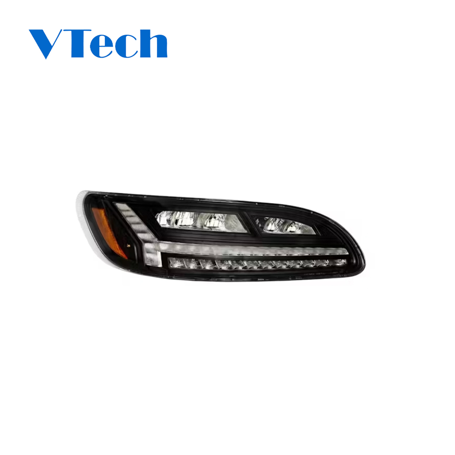Peterbilt 386 387 Blackout 6 LED Headlight With Turn Signal Position And Side Markers