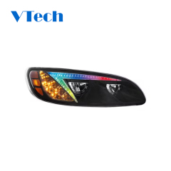 Peterbilt 384 386 387 Blackout LED Headlight With RGB Position Light Bar