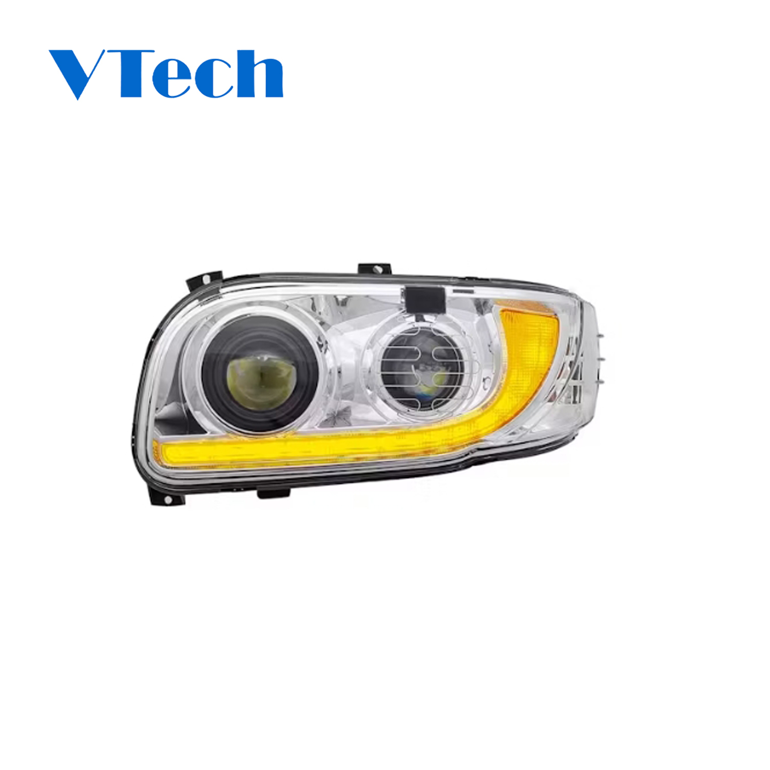 Headlight Fits for Peterbilt 367 388 389 567 589 Heated Chrome Projector Headlight With Dual Function DRL 2014-2025