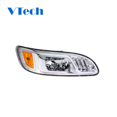 Headlight Fits for Peterbilt 386 387 LED Chrome Headlamp with Turn Signal Position and Running Light