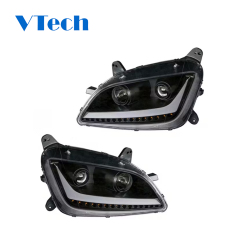 Headlamp Fits for Peterbilt 579 587 Blackout Aftermarket Projector Headlights with LED Bar