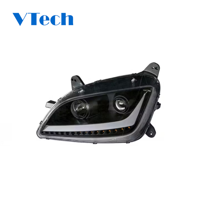 Headlamp Fits for Peterbilt 579 587 Blackout Aftermarket Projector Headlights with LED Bar