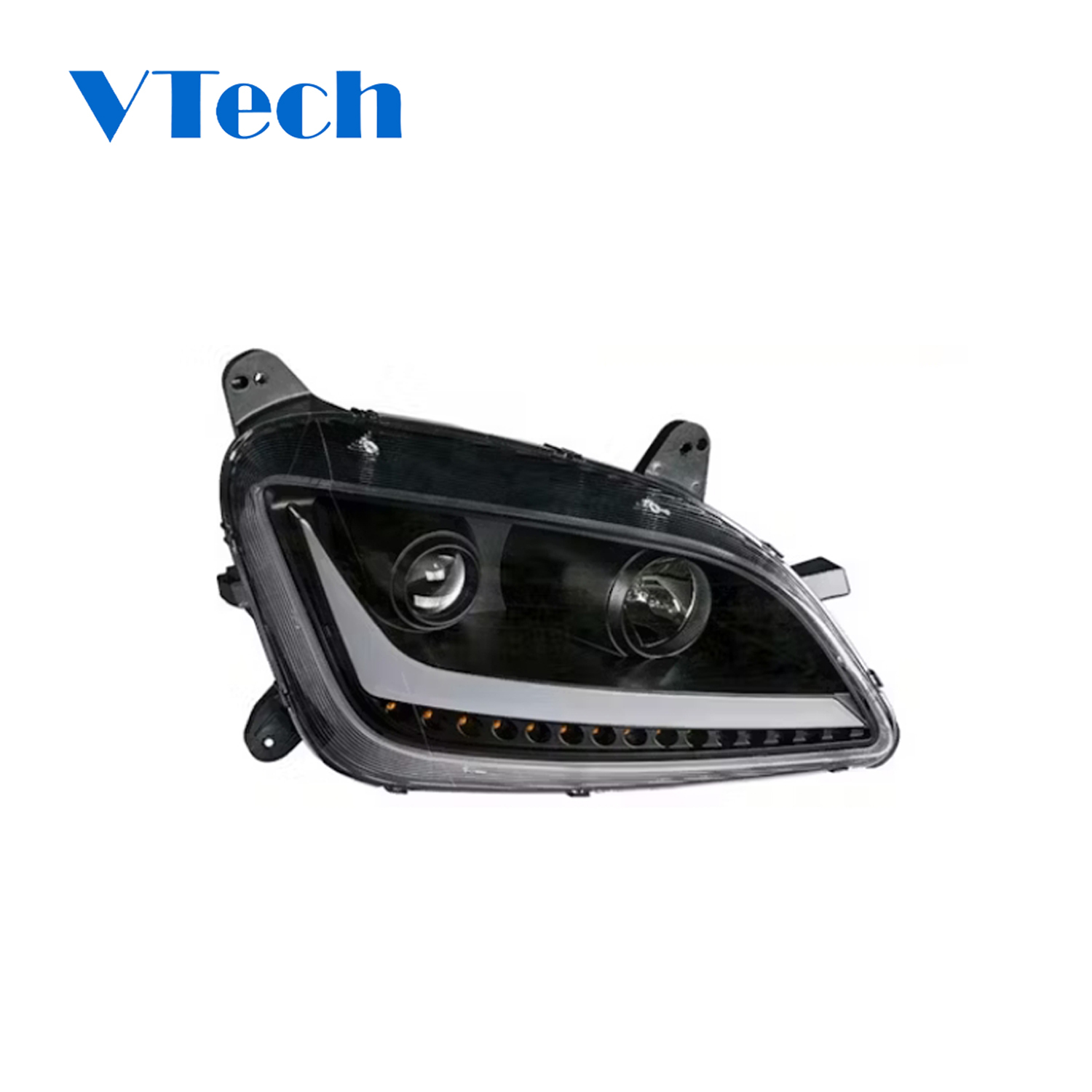 Headlamp Fits for Peterbilt 579 587 Blackout Aftermarket Projector Headlights with LED Bar