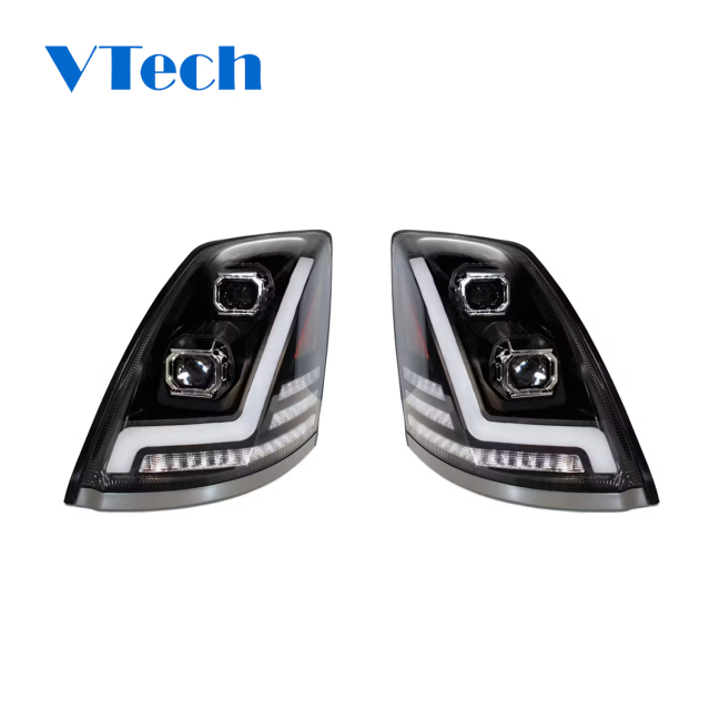 Volvo VN VNL Blackout Full LED Projector Headlight With DRL Bolt & Sequential Turn Signal 2003-2017