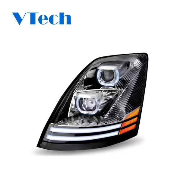 Volvo VNL & VT Chrome Projector Headlight With LED Dual Function Turn Signal 2004-2018