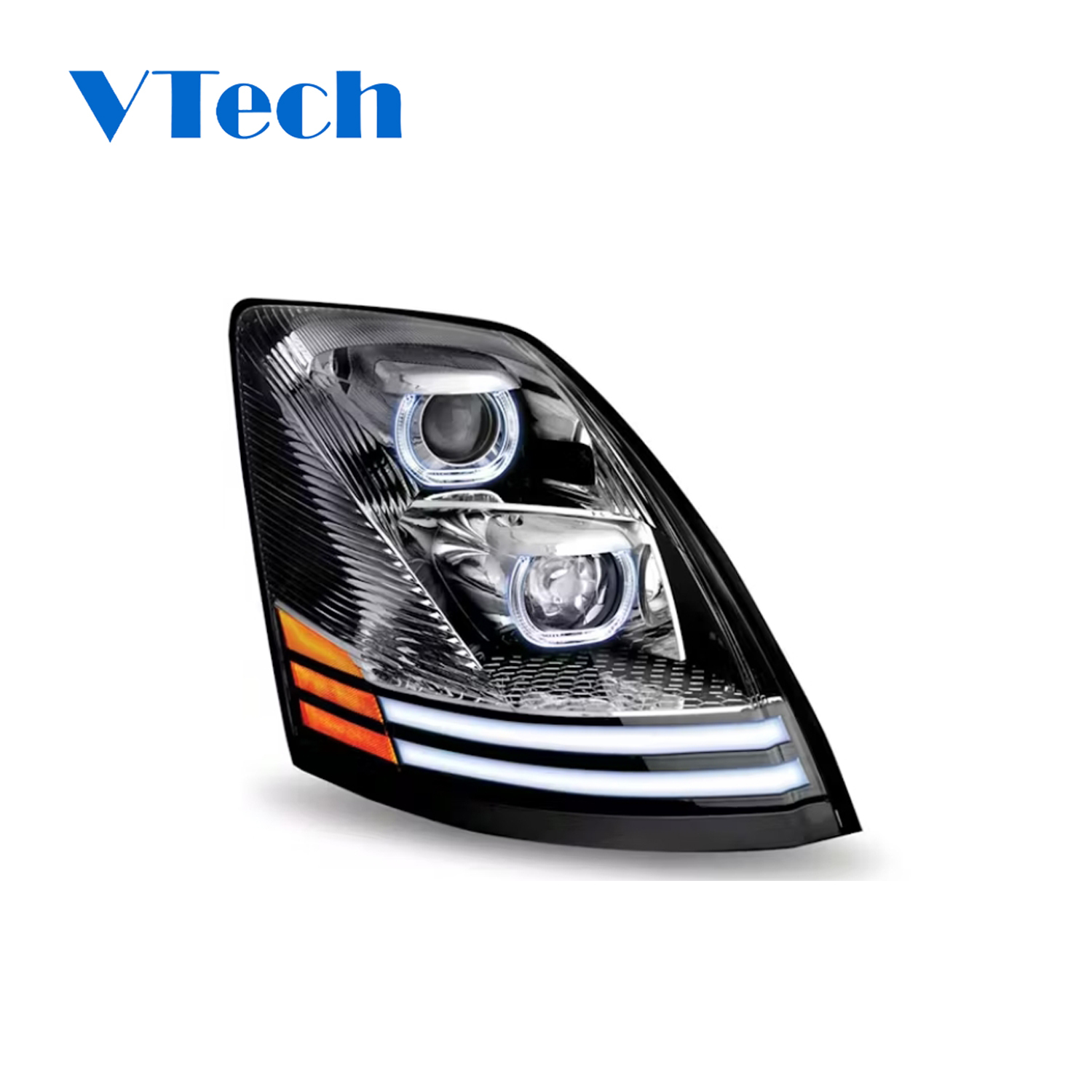 Volvo VNL & VT Chrome Projector Headlight With LED Dual Function Turn Signal 2004-2018
