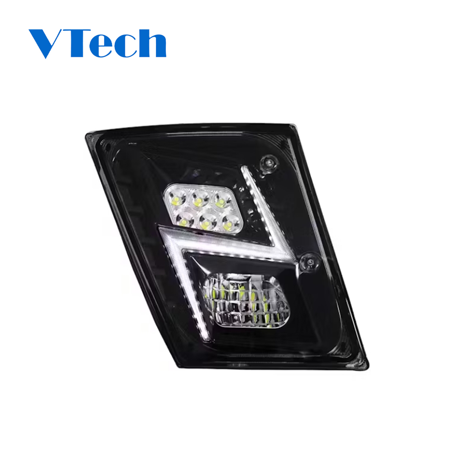 Volvo VN VNL 2004-2018 Black LED Fog Light With Daytime Running Lights