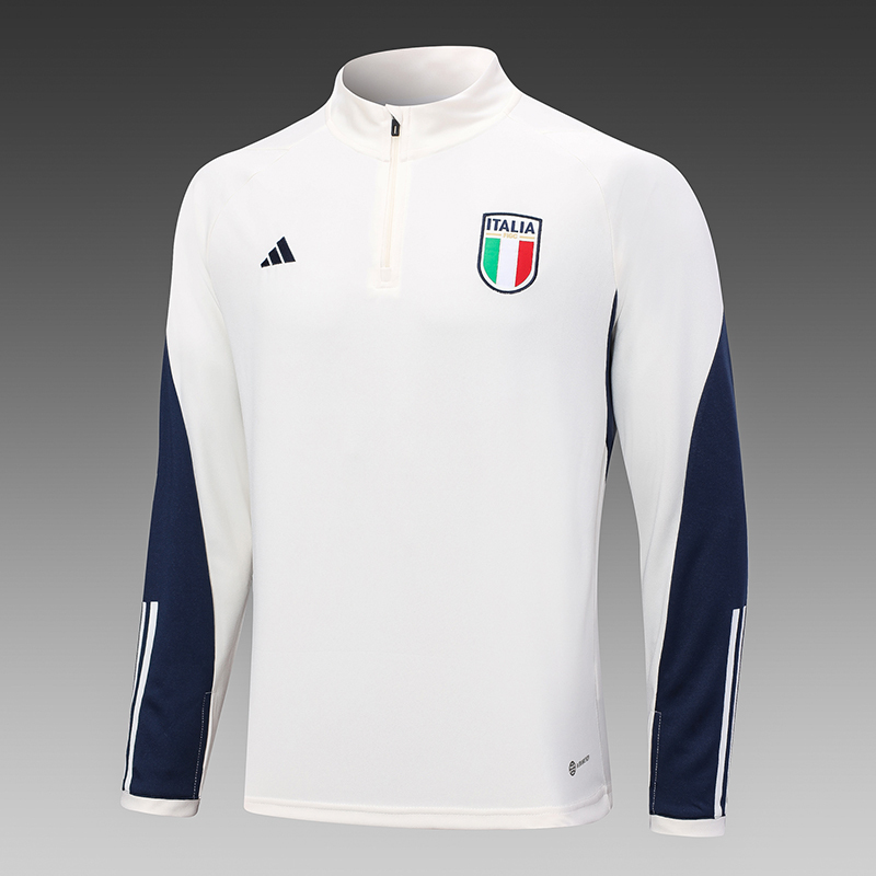 2023 Italy Half-Pull Training Suit Off White Football Shirt 1:1 Thai Quality Set