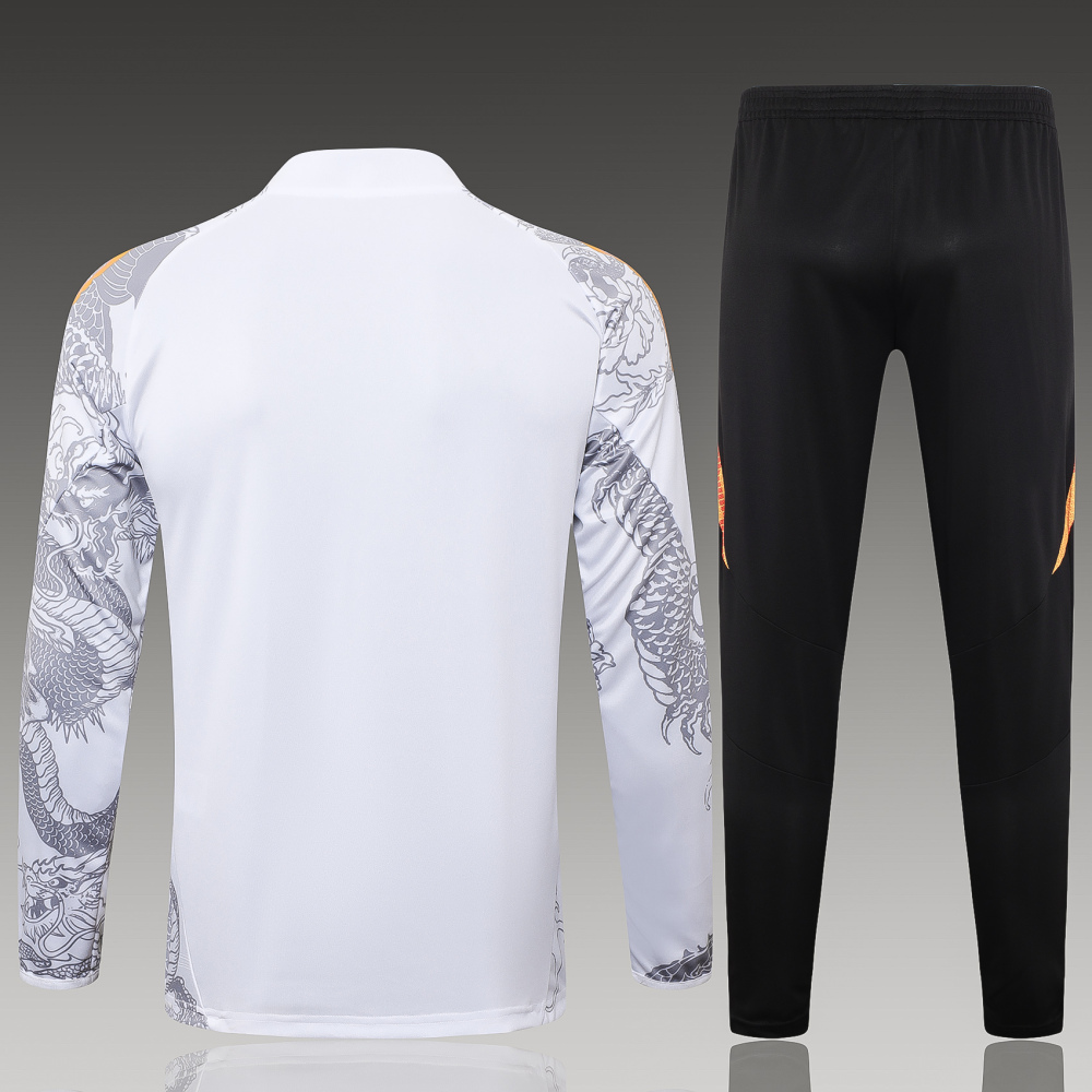 2024/2025 Real Madrid Half-Pull Training Wear White Football Shirt Kids Size