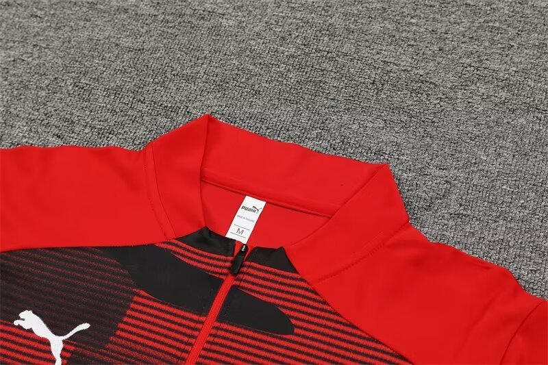 2024/2025 AC Milan Half-Pull Training Wear Red Football Shirt Kids Size
