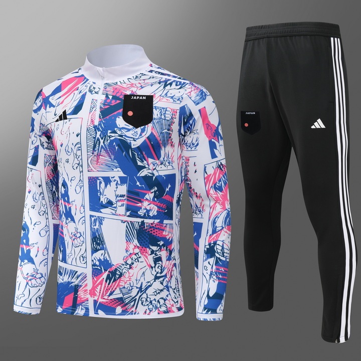 2024 Japan Half-Pull Training Suit White Football Shirt 1:1 Thai Quality Set