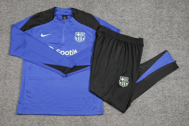 2024/2025 Barcelona Half-Pull Training Wear Blue Football Shirt Kids Size