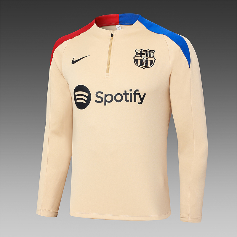 2024/2025 Barcelona Half-Pull Training Suit Yellow Football Shirt Kids Size
