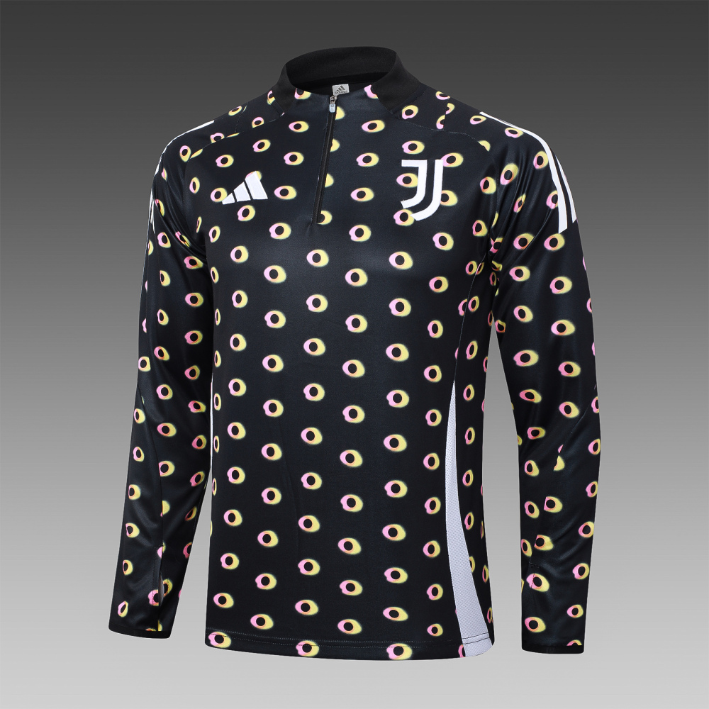 2024/2025 Juventus Half-Pull Training Wear Black Football Shirt