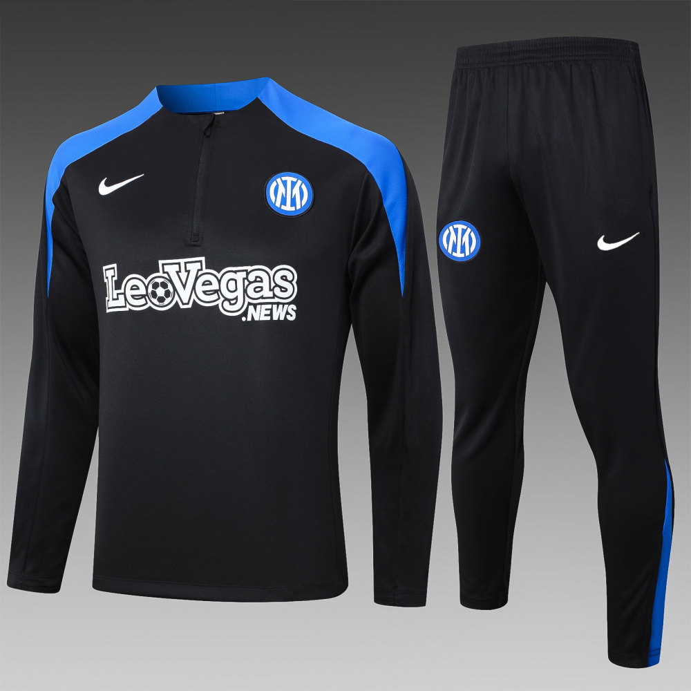 2024/2025 Inter Milan Half-Pull Training Wear Black Football Shirt