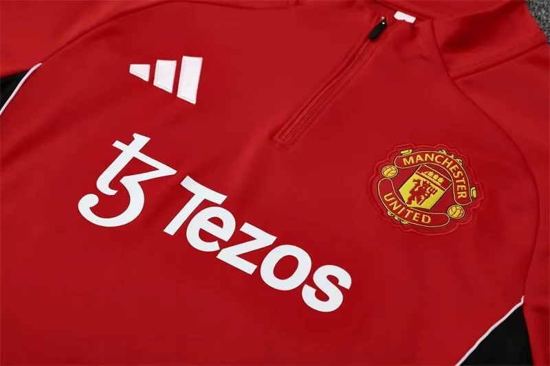 2025/2026 Manchester United Half-Pull Training Wear Football Shirt Kids Size