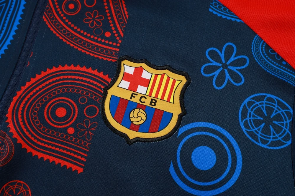 2024/2025 Barcelona Half-Pull Training Wear Royal Blue Football Shirt Kids Size