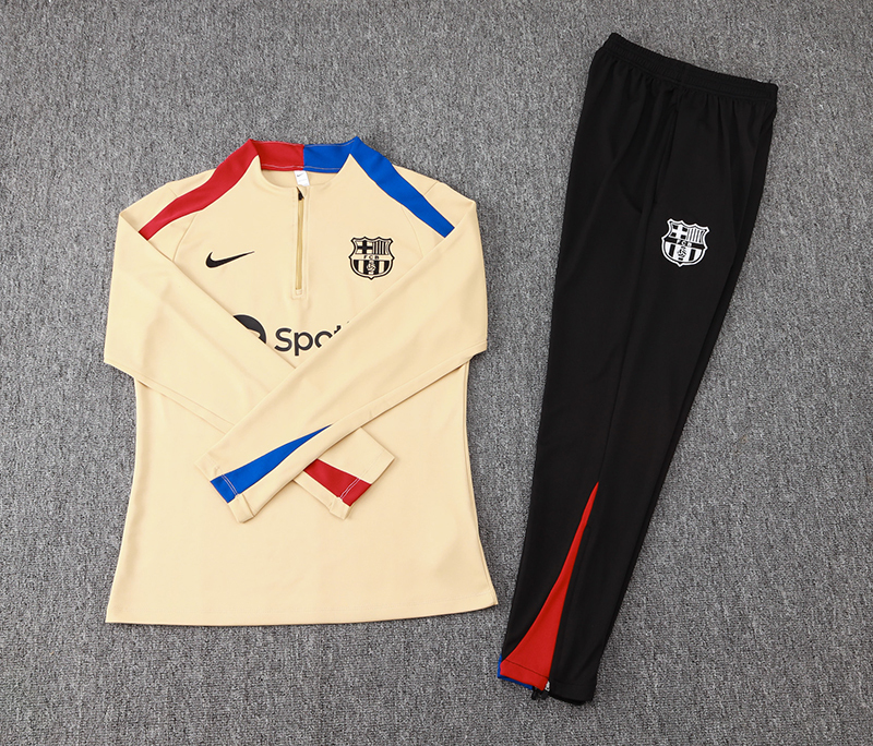 2024/2025 Barcelona Half-Pull Training Suit Yellow Football Shirt Kids Size