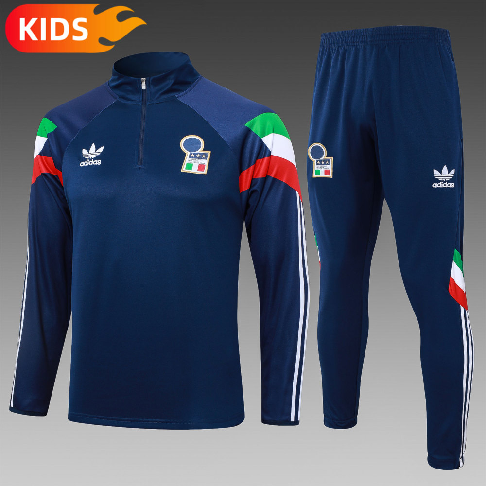2024/2025 Italy Half-Pull Training Wear Sapphire Football Shirt Kids Size