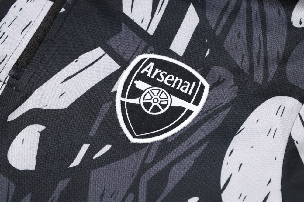 2024/2025 Arsenal Half-Pull Training Wear Black and gray Football Shirt Kids Size
