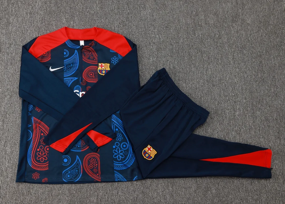 2024/2025 Barcelona Half-Pull Training Wear Royal Blue Football Shirt Kids Size