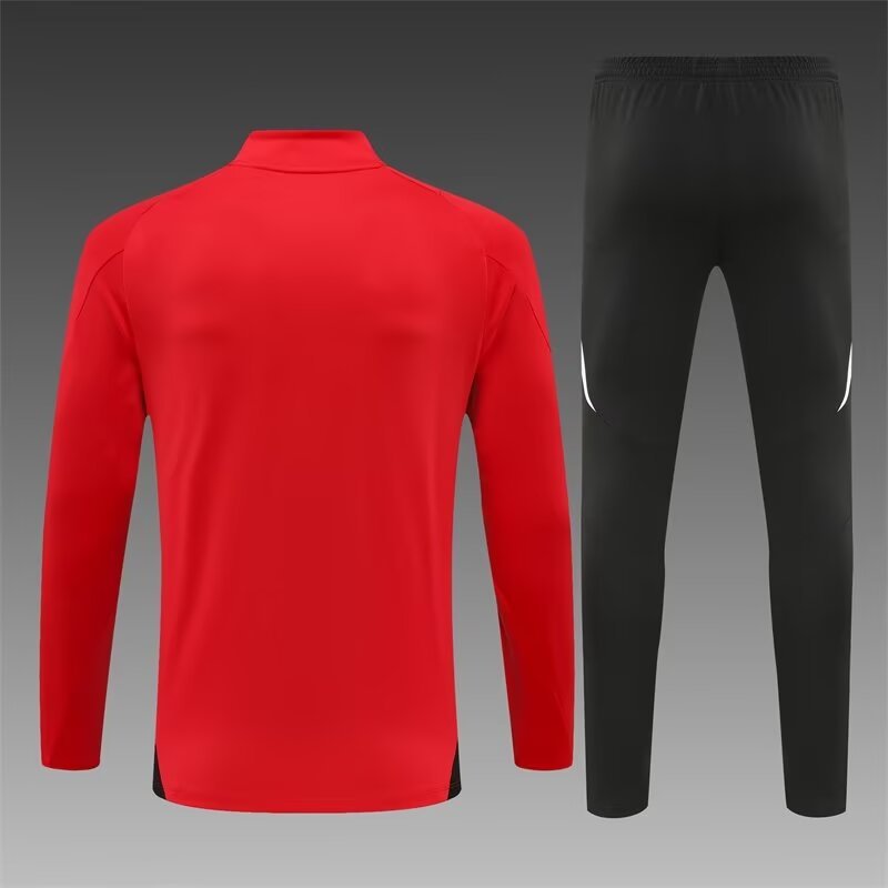2024/2025 Manchester United Half-Pull Training Wear Red Football Shirt Kids Size