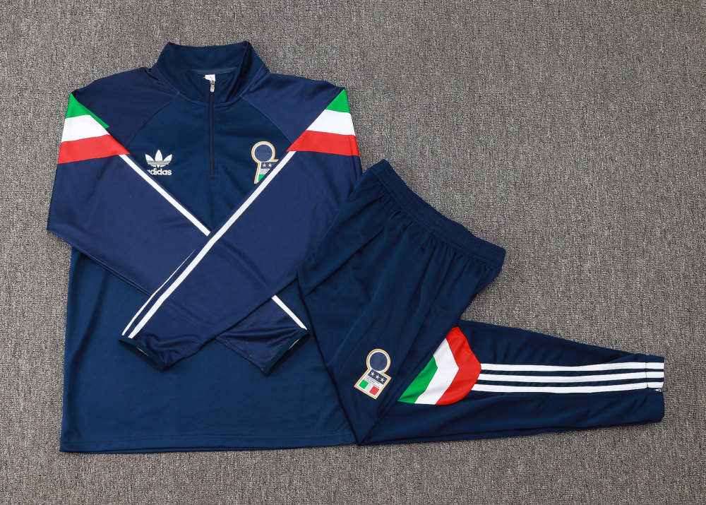 2024/2025 Italy Half-Pull Training Wear Sapphire Football Shirt Kids Size