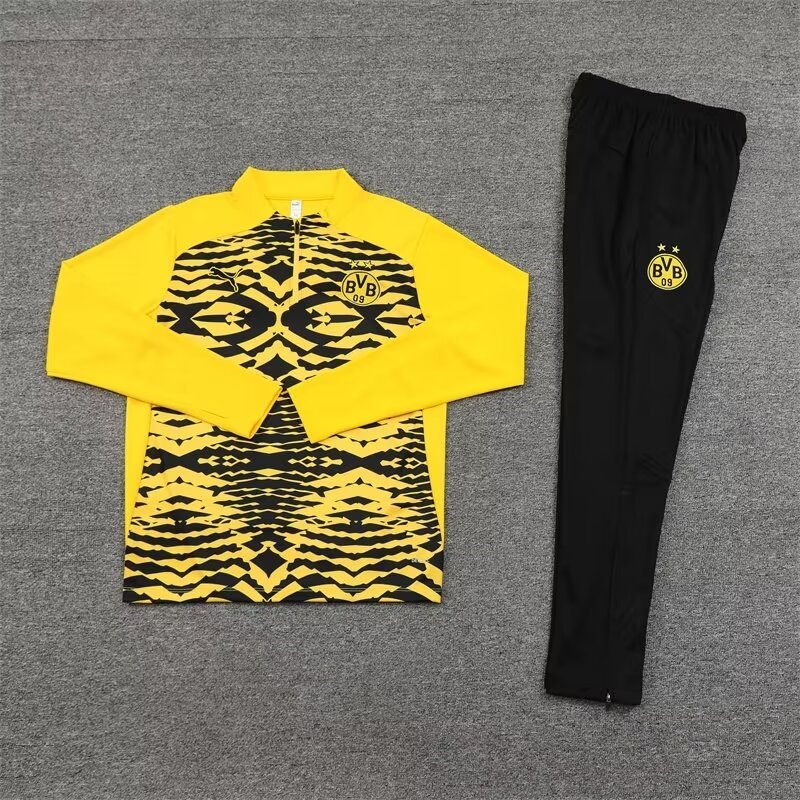 2024/2025 Dortmund Half-Pull Training Wear Yellow Football Shirt Kids Size