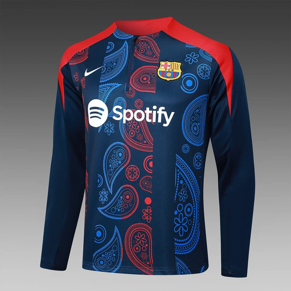 2024/2025 Barcelona Half-Pull Training Wear Royal Blue Football Shirt Kids Size