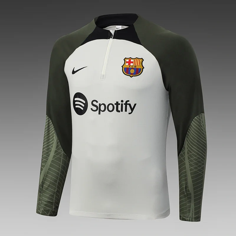2023/2024 Barcelona Half-Pull Training Suit Light Gray Football Shirt 1:1 Thai Quality Set