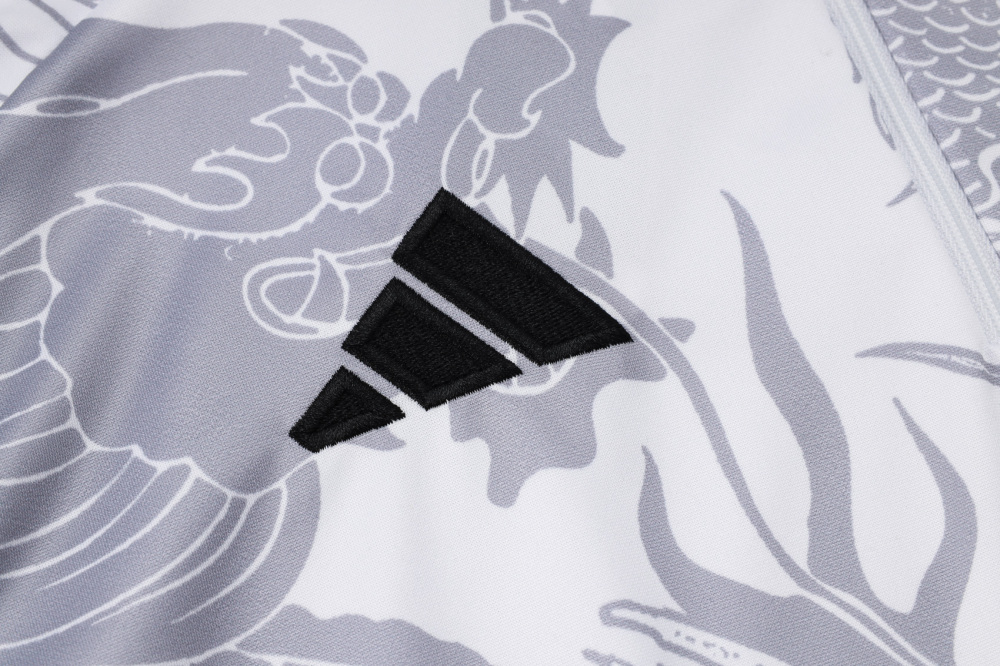 2024/2025 Real Madrid Half-Pull Training Wear White Football Shirt Kids Size