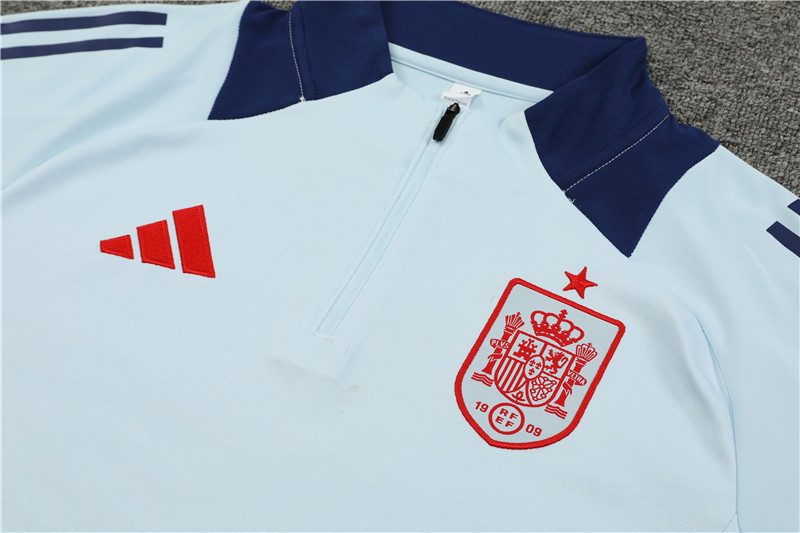 2024/2025 Spain Half-Pull Training Wear Light Blue Football Shirt