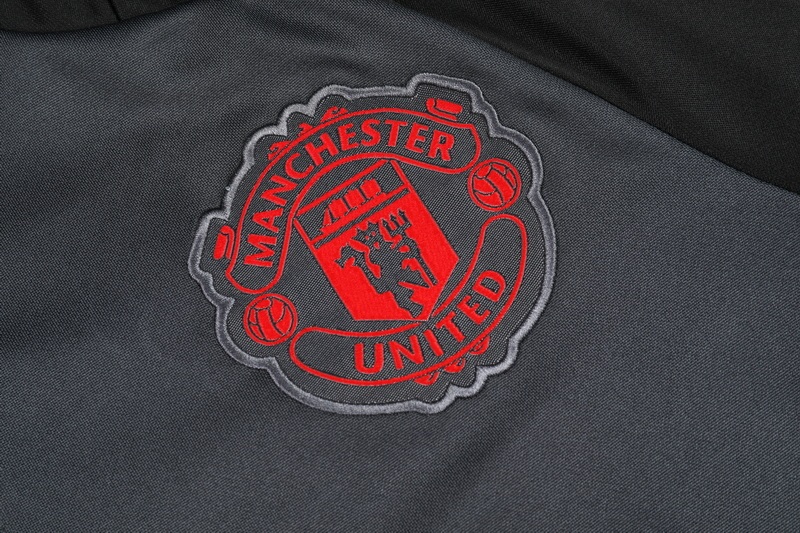 2024/2025 Manchester United Half-Pull Training Wear Black Football Shirt Kids Size