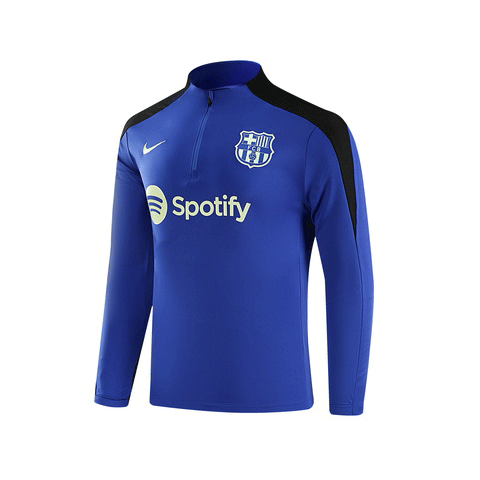 2024/2025 Barcelona Half-Pull Training Wear Blue Football Shirt Kids Size