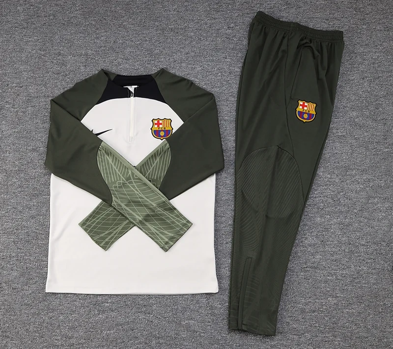 2023/2024 Barcelona Half-Pull Training Suit Light Gray Football Shirt 1:1 Thai Quality Set