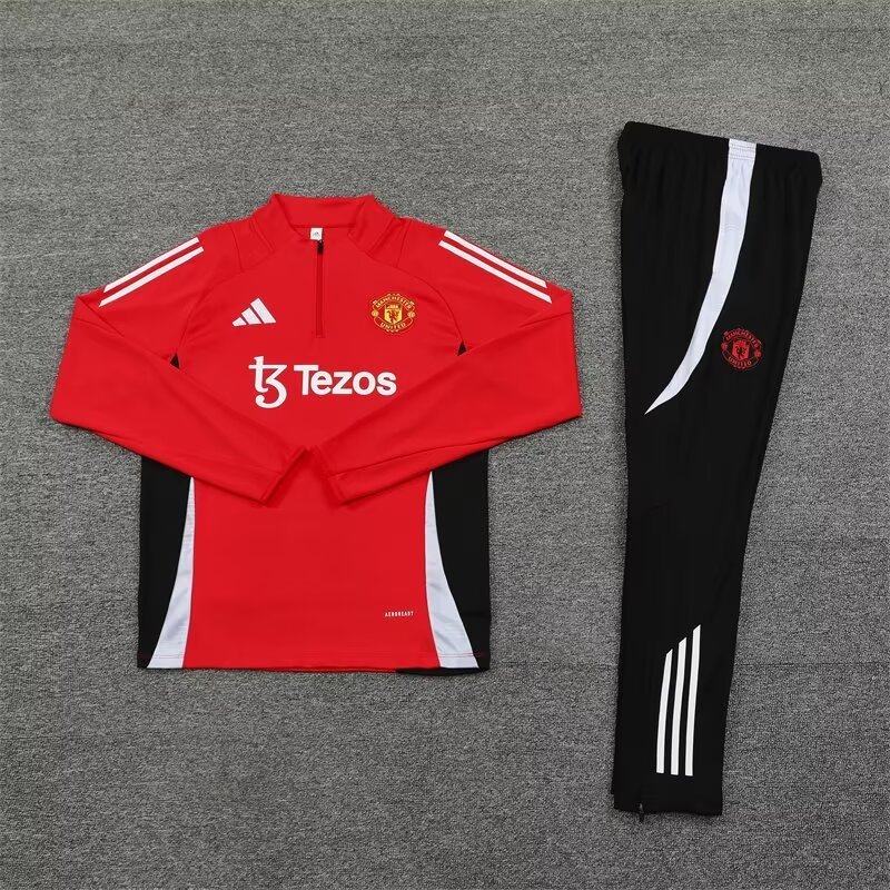 2024/2025 Manchester United Half-Pull Training Wear Red Football Shirt