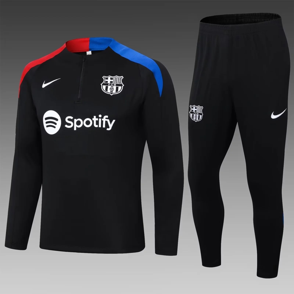 2024/2025 Barcelona Half-Pull Training Suit Black Football Shirt 1:1 Thai Quality Set