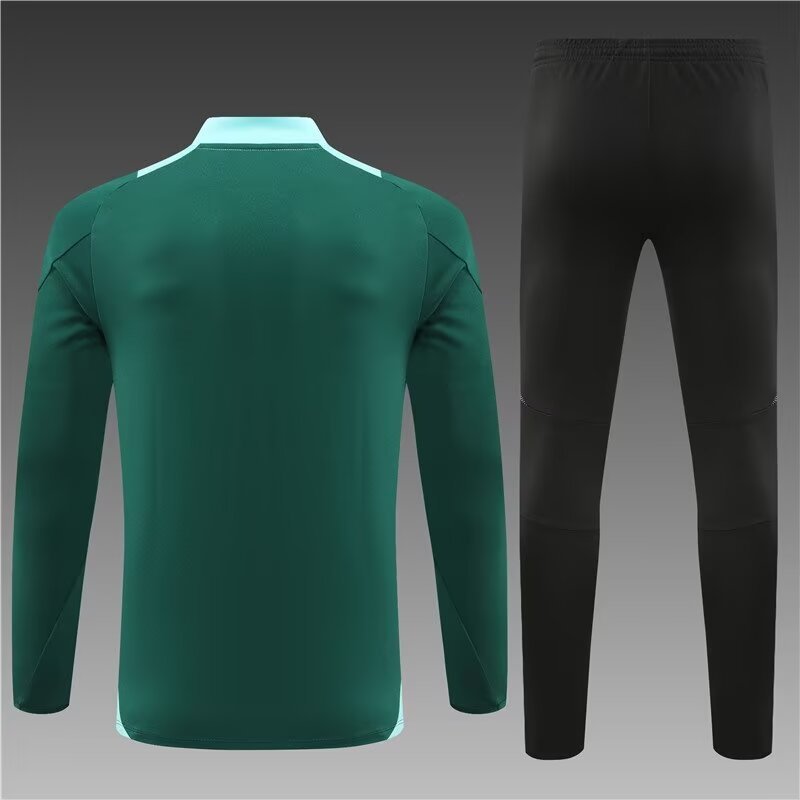 2024/2025 Manchester United Half-Pull Training Wear Green Football Shirt Kids Size