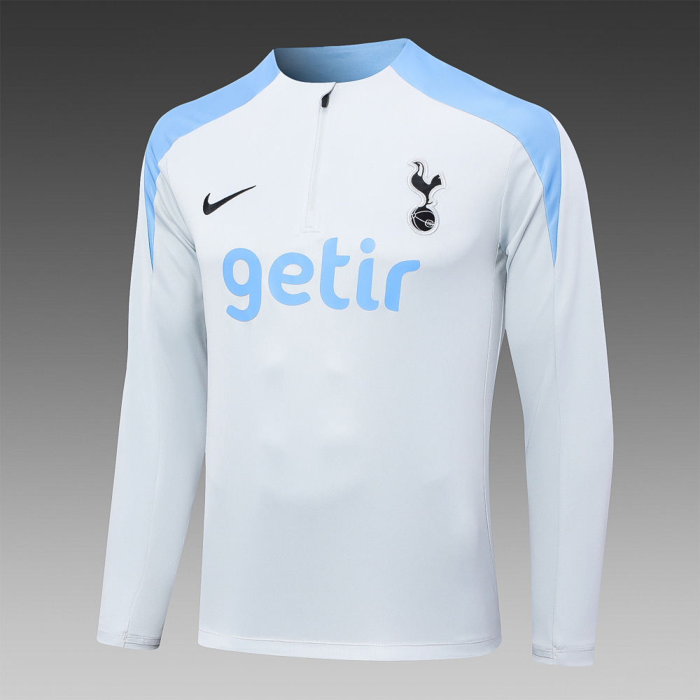 2024/2025 Tottenham Hotspur Half-Pull Training Wear Light Gray Football Shirt