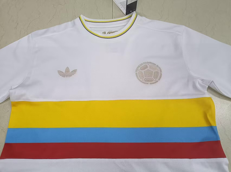 (S-4XL) 2024-2025 Anniversary Version Colombia White Thailand Soccer Jersey AAA-818