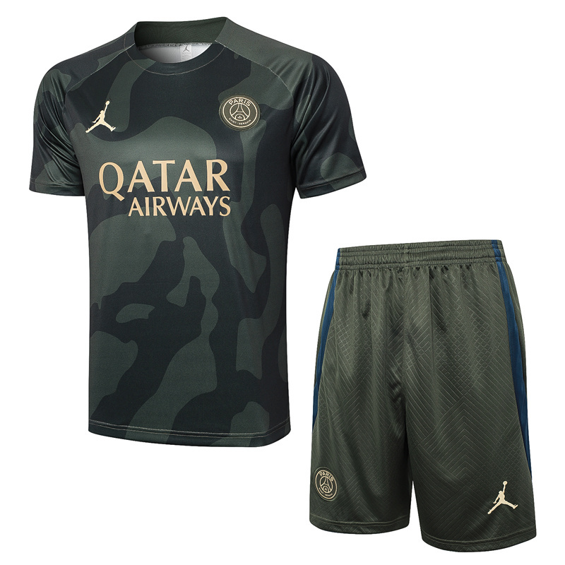2024-2025 Paris SG Jordan Dark Green Zebra-Stripe Thailand Soccer Tracksuit( Fifth Pants) -815