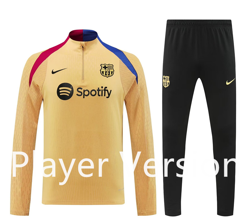 Player Version 2024-2025 Barcelona Mud yellow Thailand Soccer Tracksuit-4627