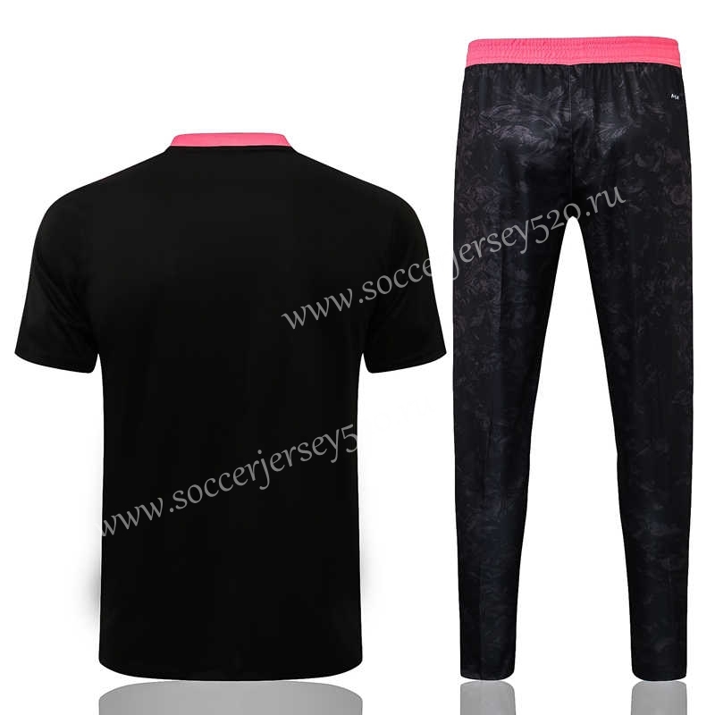 2021-2022 Real Madrid Black(Ink Jet）Short-sleeved Thailand Soccer Tracksuit-815