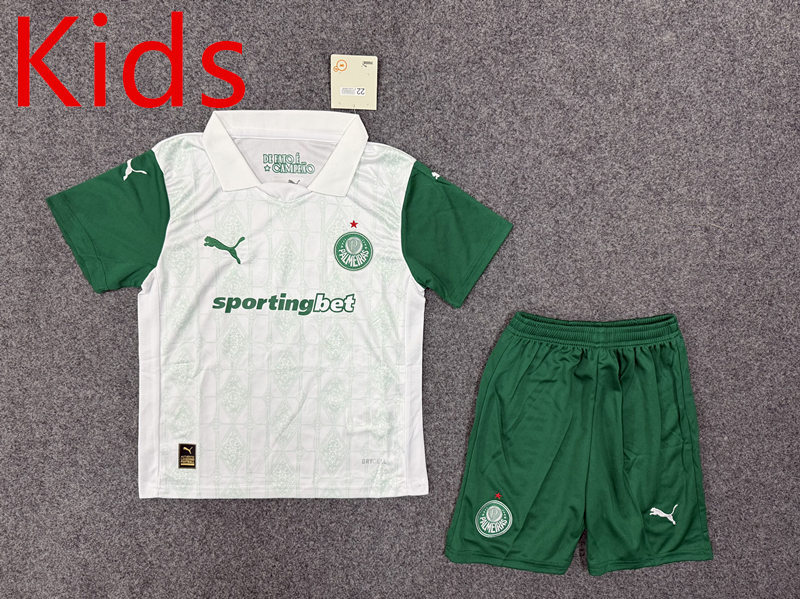 2025-26 Palmeiras Away White Kids/Youth Soccer Uniform-GB