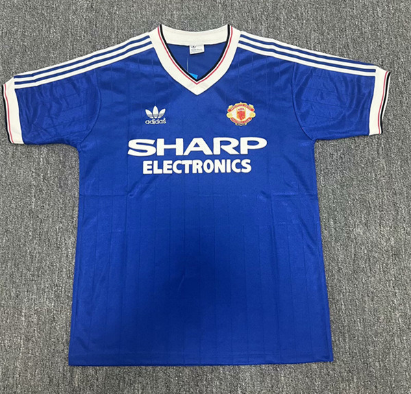 Retro Version 1982-1983 Manchester United Away Blue Thailand Soccer Jersey AAA-0009